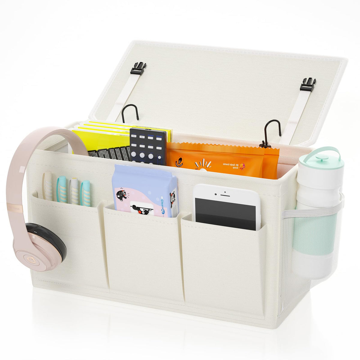 Bedside Caddy Storage Organizer for Bed Rails, Bed Caddy with 6 Pockets