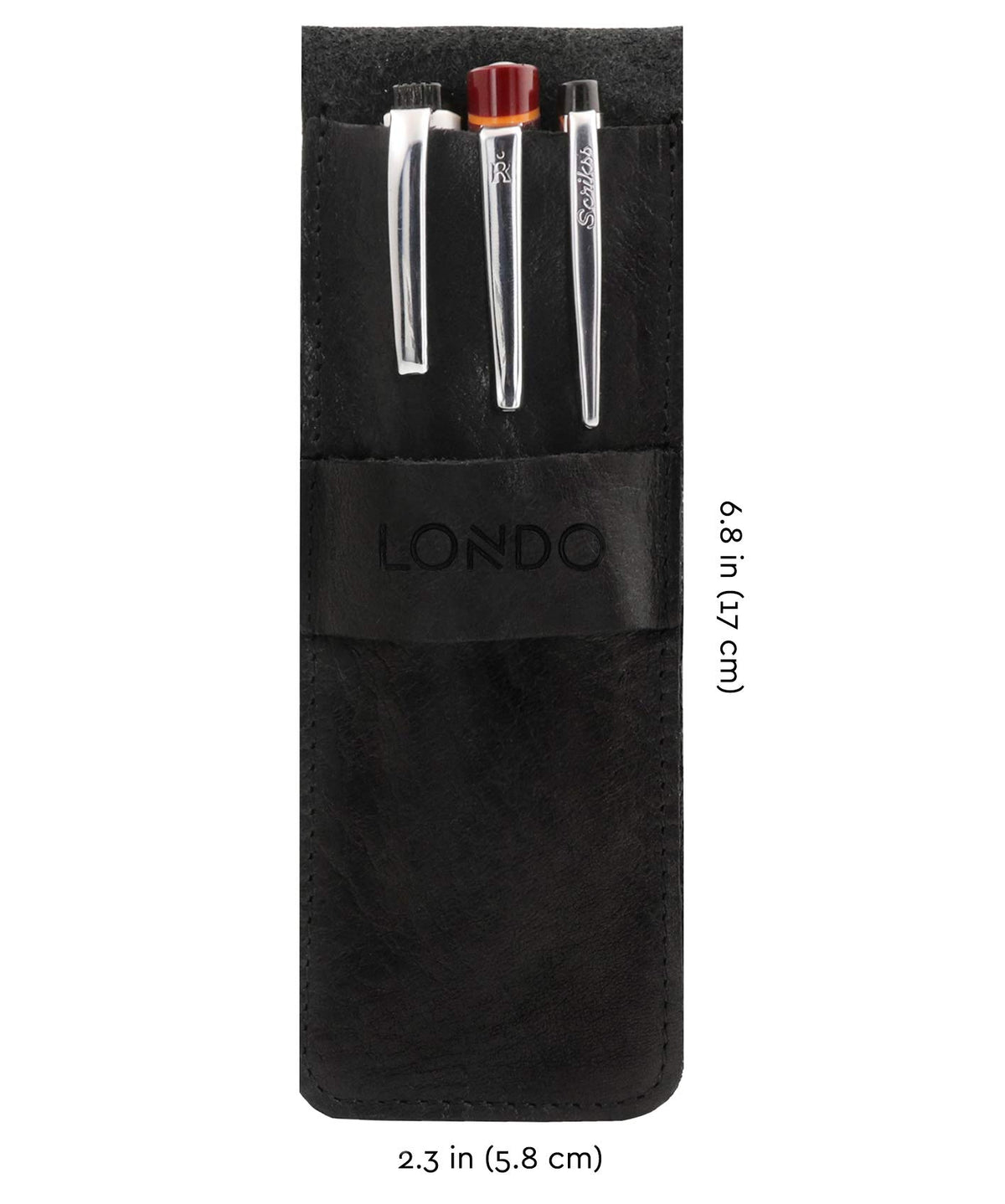 Londo Genuine Leather Pen and Pencil Case with Tuck in Flap, Stationery Bag