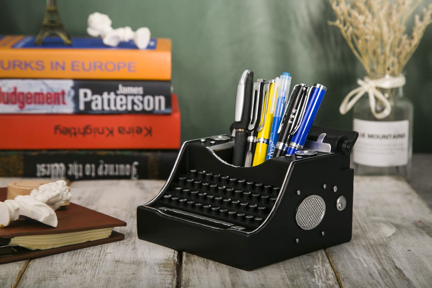 Amoysanli Retro Typewriter Pen Holder Desk Organizers for Writer's Black