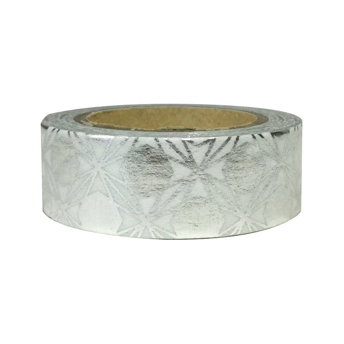 Wrapables Colorful Washi Masking Tape, Metallic Silver Stars and Polygon
