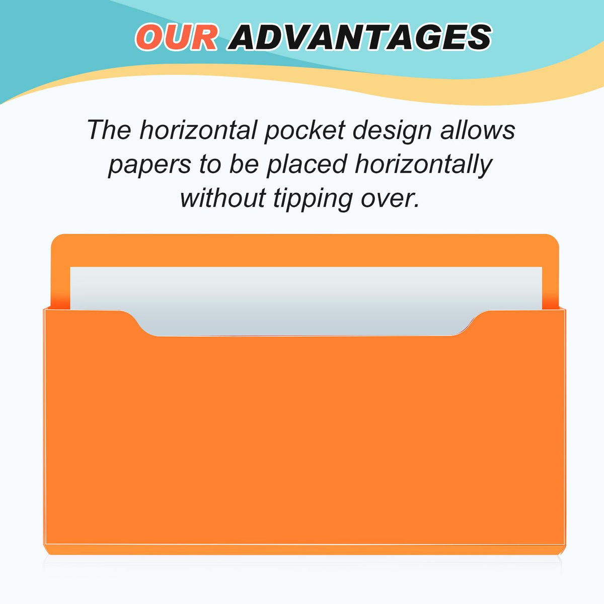 Fuutreo Magnetic Wall File Holder,6pcs,Bright Color,Horizontal-large