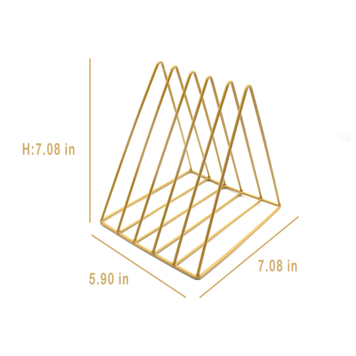 QPEY 5-Slot Gold Metal Triangle File Holder, 1pc for Office