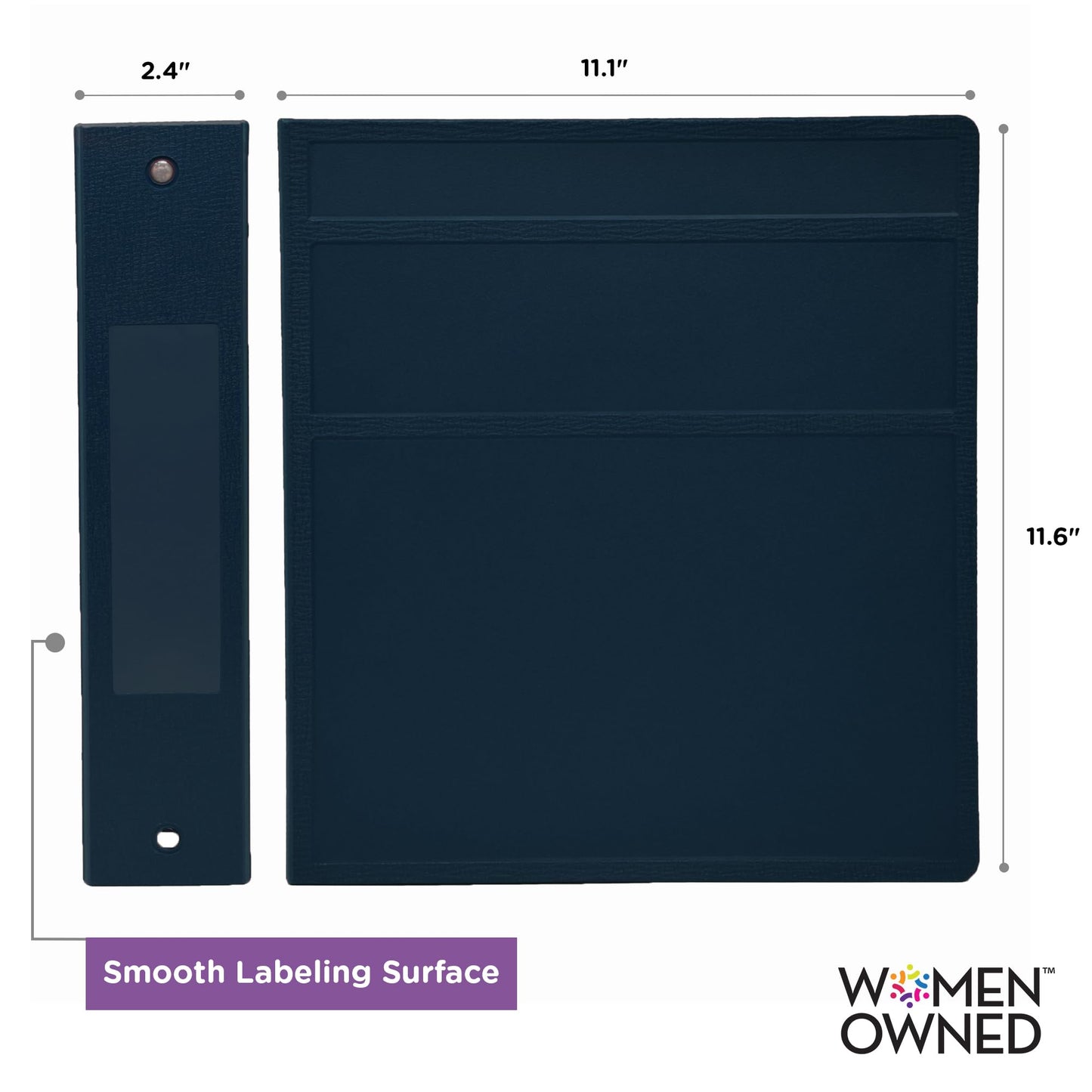 Carstens 2-Inch Heavy Duty 3-Ring Binder - Side Opening, Navy Blue, Durable Plastic, Precision