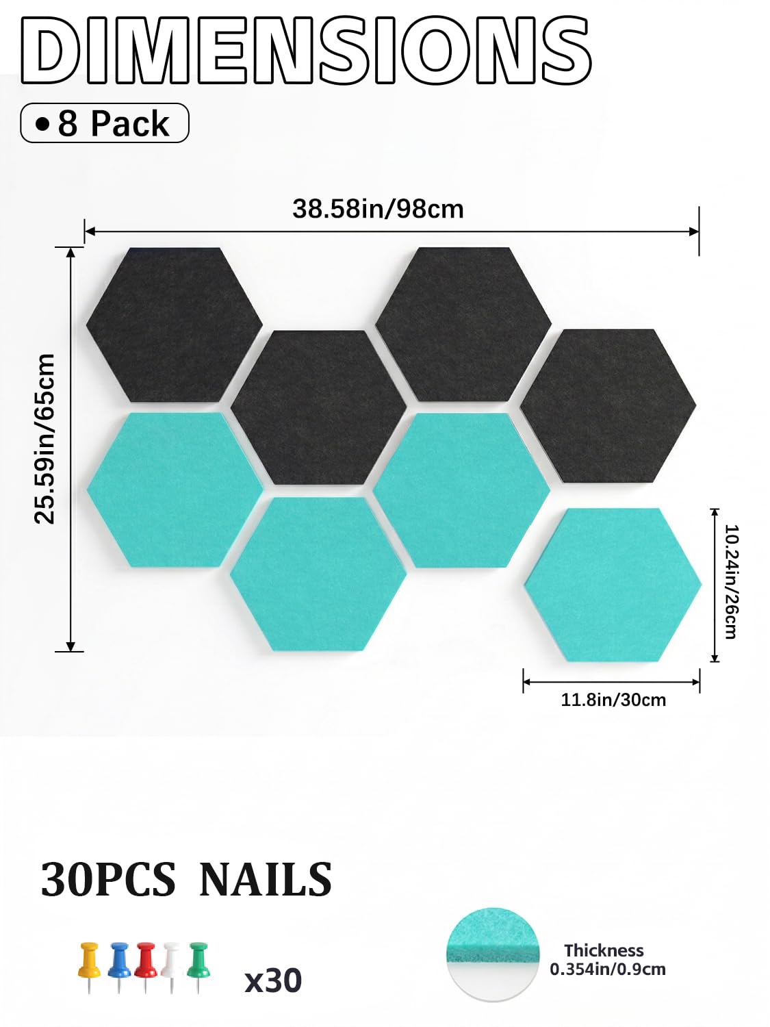 Uoisaiko 8-Pack Hexagon Felt Bulletin Board Tiles, Cork Board Alternative