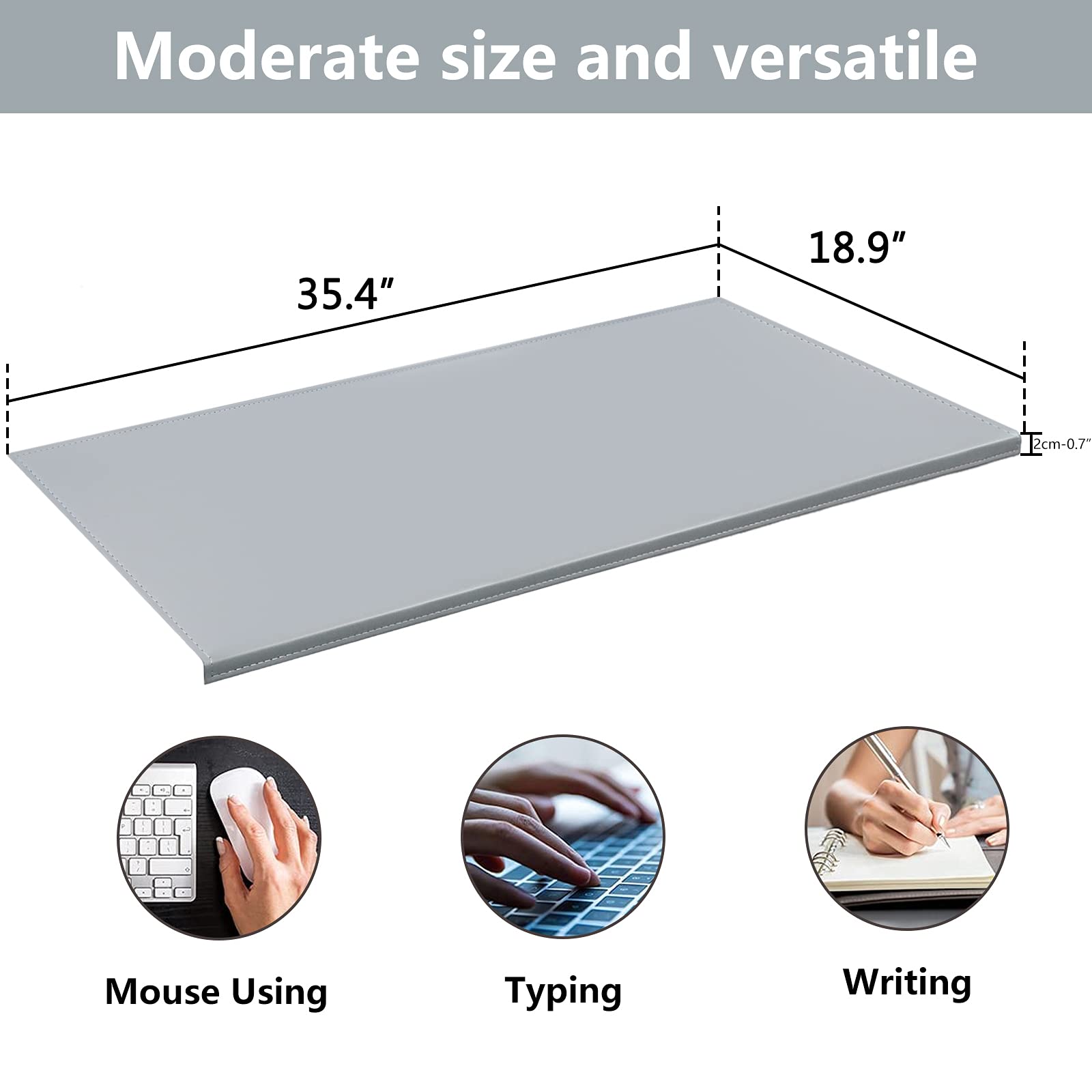 AKOZLIN 35.4"x 18.9" Soft PU Leather Surface Office Desk Mouse Mat Anti-Push Pad with Full Grip
