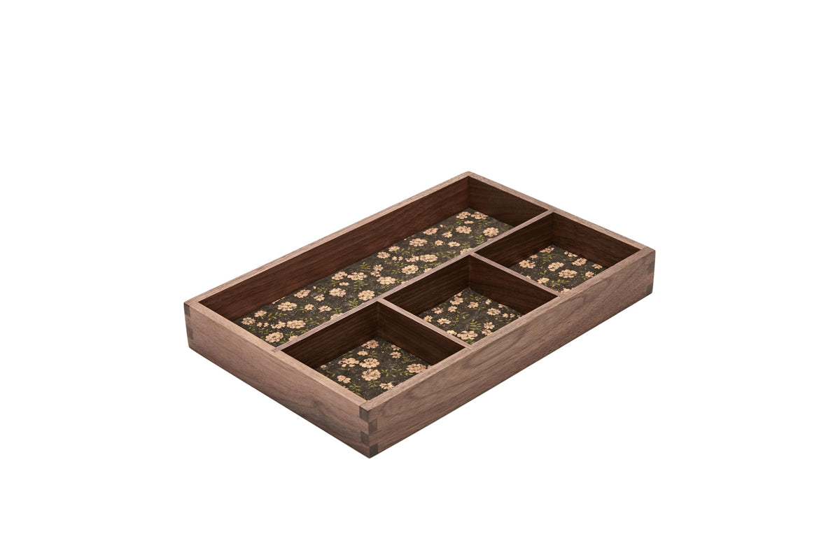 pandapark Wood Organizer Tray,Black Walnut,Desk & Drawer Storage Box (Walnut Dream)