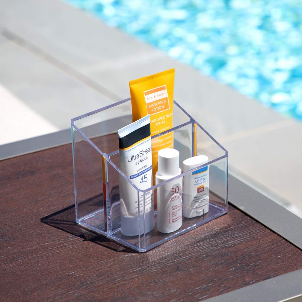 Isaac Jacobs Clear Acrylic 2-Section Organizer, Remote Holder & Multi-Functional Makeup, Brush, Pen