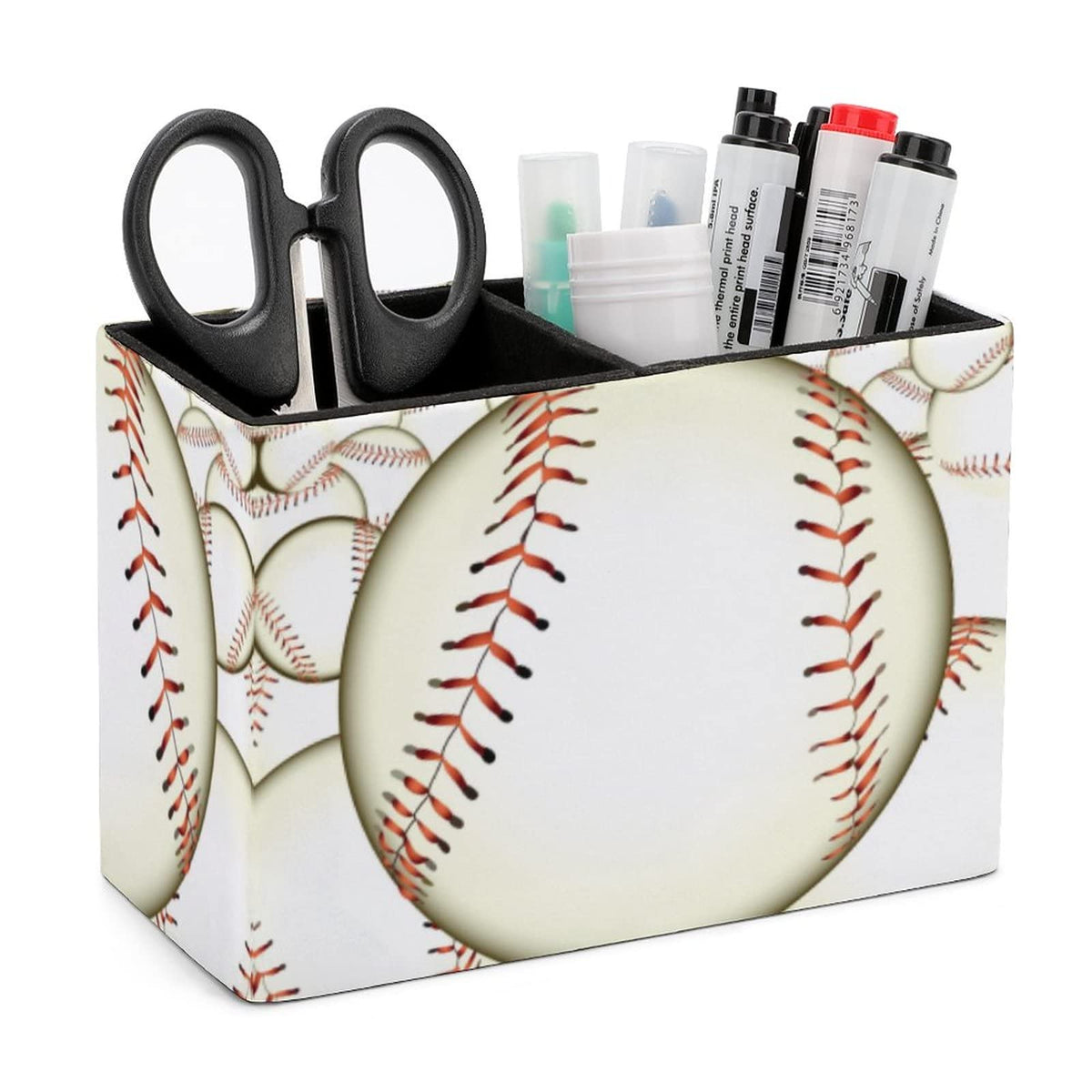 Niapessel Pencil Holder for Desk, Ball Baseball Pen Holder Storage Desktop Pen Organizer Desk