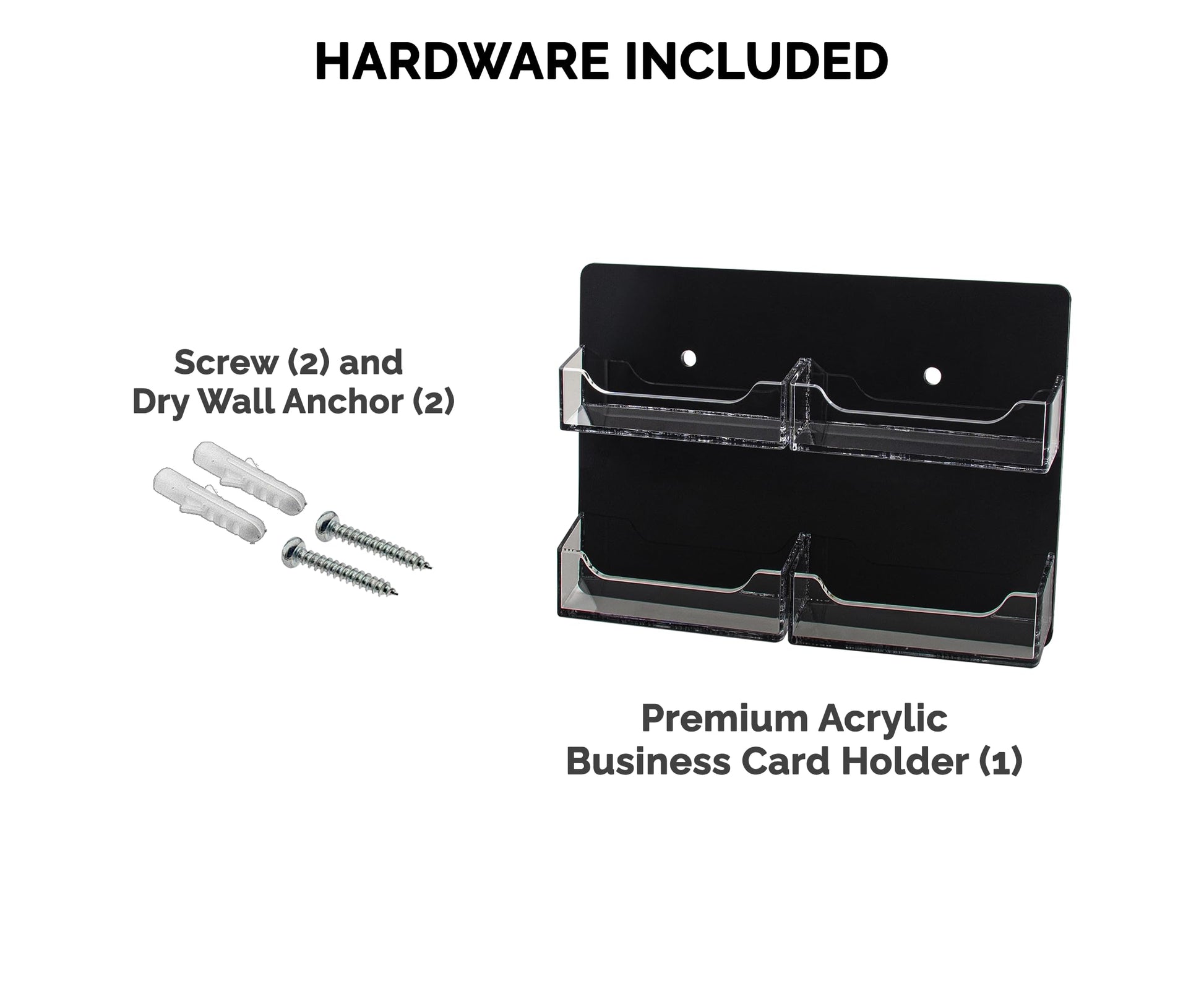 Marketing Holders Hanging Business Card Holder Clear on Black Acrylic 4 Pockets for 3.5" x 2" Cards