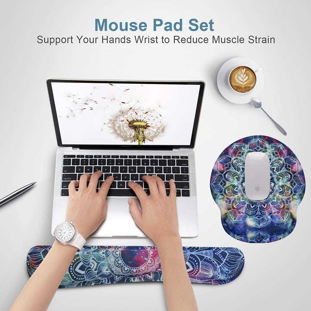 iVeze Keyboard Wrist Rest Pad and Mouse pad with Wrist Rest Support Set, Non Slip Rubber Base Wrist