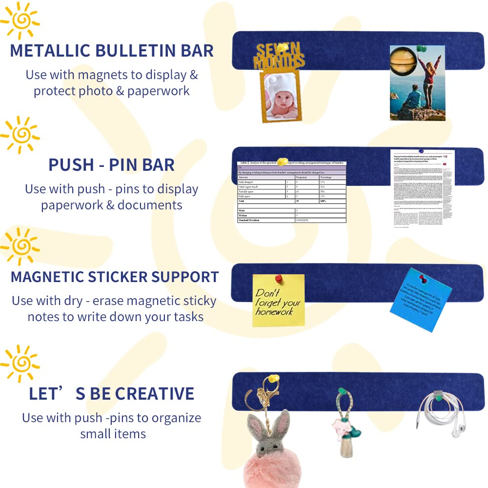 Vuzvuv 8Pcs Cork Bulletin Board Strips for Wall Office-Blue