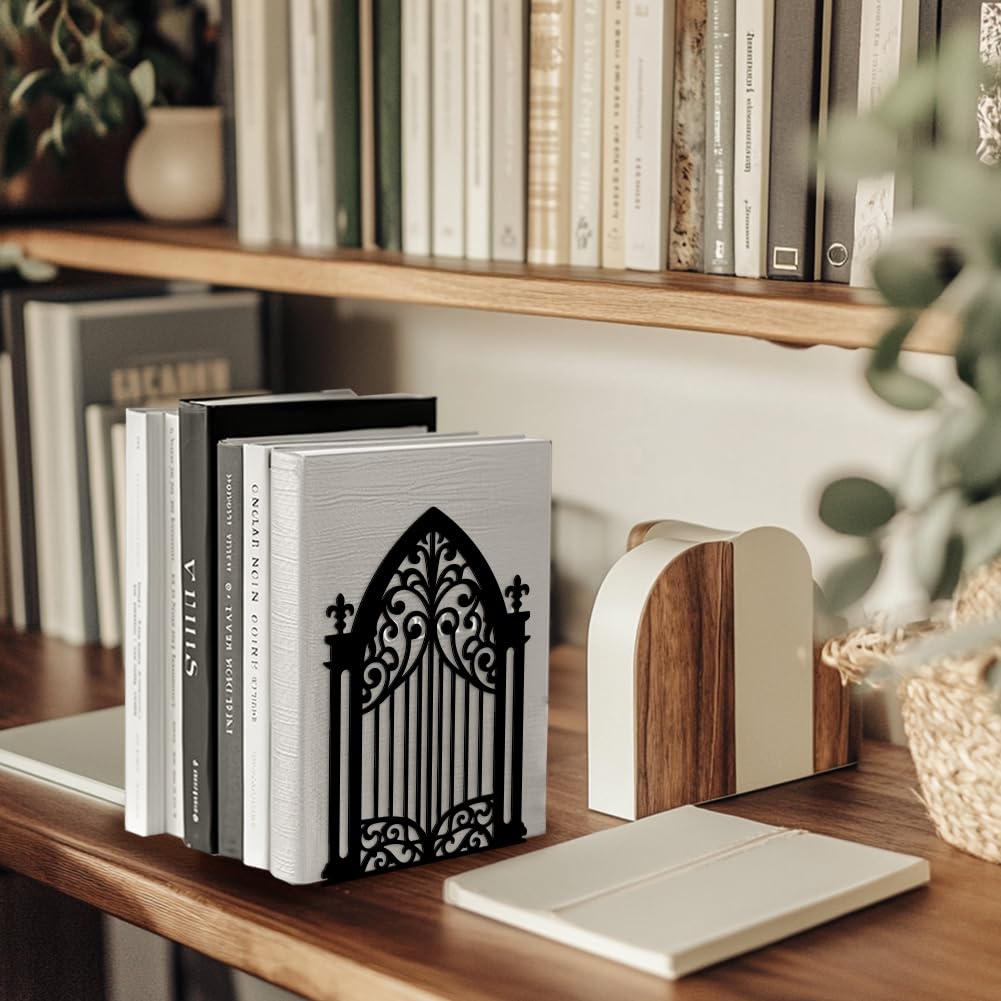 Peacoblue 5.3"x4.3"x7.3" Metal Bookends, Heavy Duty Book Ends for Shelves