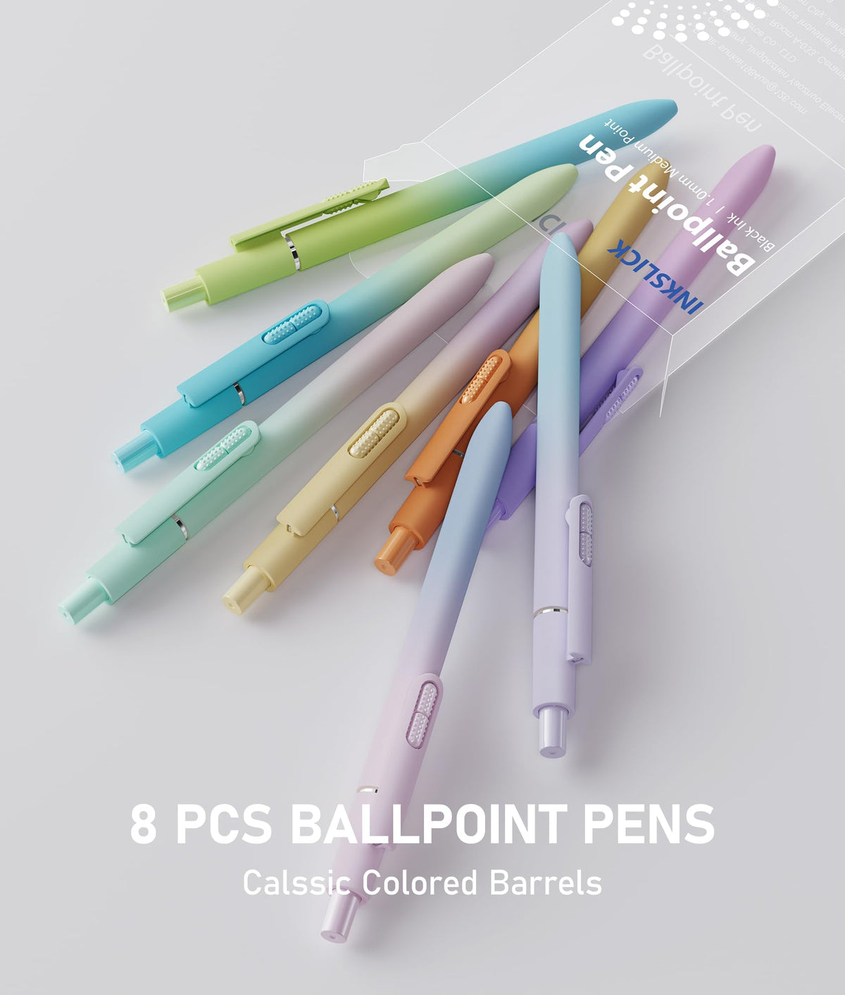 InkSlick 16 Pack Gradient Black Ballpoint Pens 1.0mm Fidget Pens for Adults