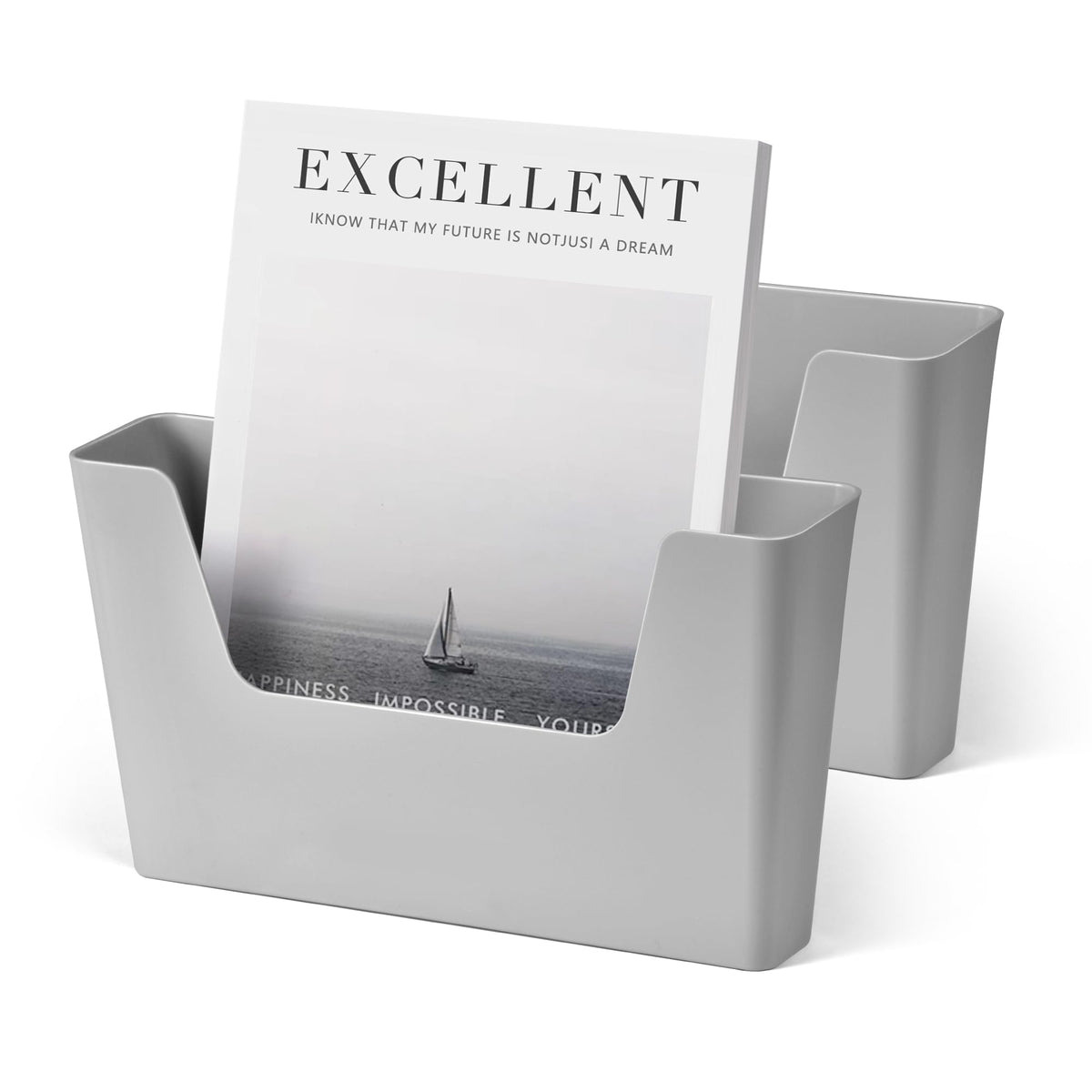 YOHOM Adhesive File Holder Plastic Document Folder Door No Drilling Mount Mail Magazine Organizer