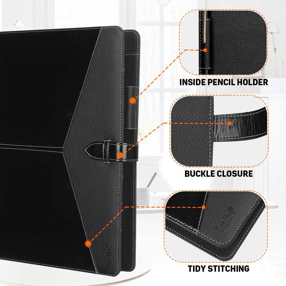 Toplive Padfolio 3 Ring Binder Organizer Business Portfolio Folder for Women, A4/ Letter Size PU