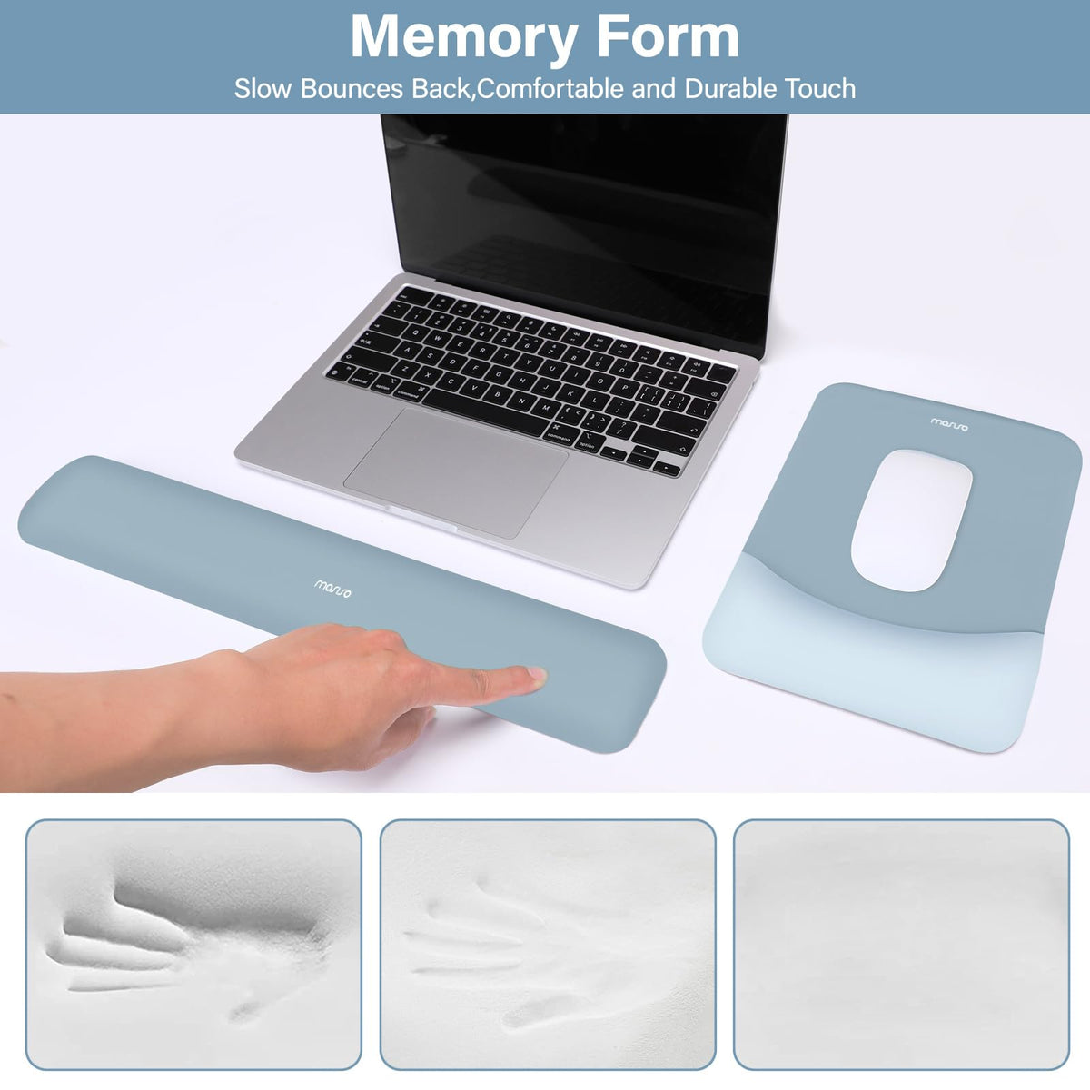 MOSISO Wrist Rest Support Mouse Pad & Keyboard Set, Aquamarine