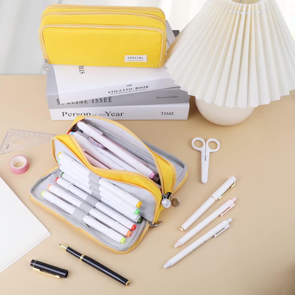 iSuperb Large Pencil Case 3 Compartments Pencil Pouch Big Capacity Pencil Bag for Kids Teen Girls