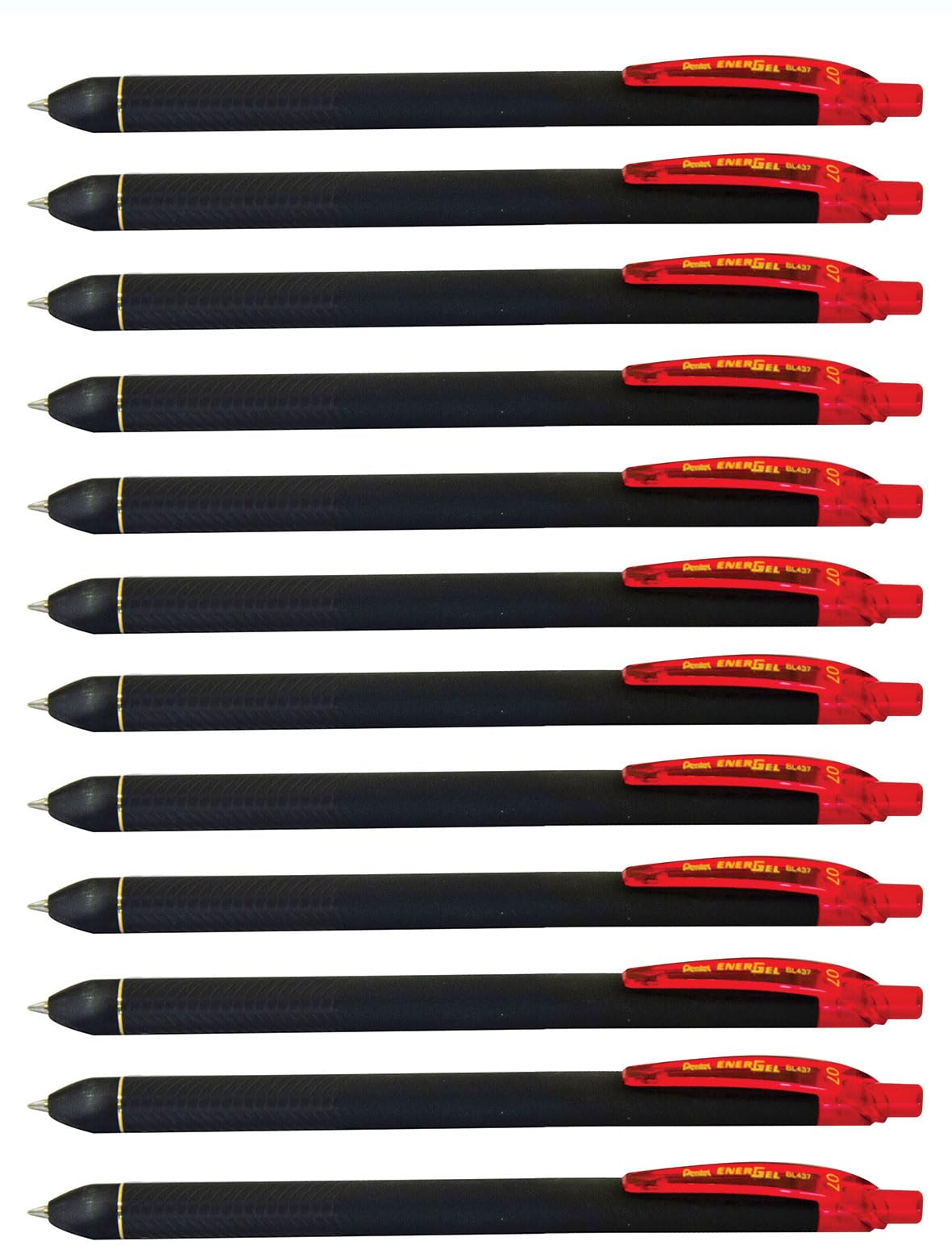 Pentel EnerGel Kuro Liquid Gel Pen, (0.7mm) Medium line, Red Ink, 12 Pack (BL437R1-B)