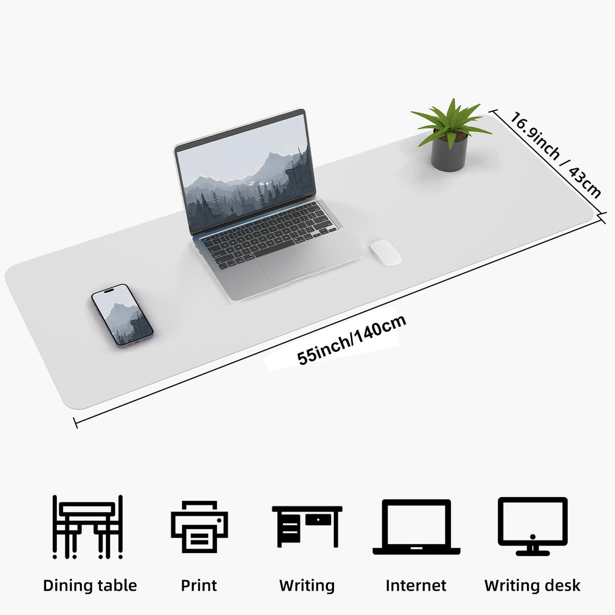 AFIING Cork Desk Mat 55" x 17", Dual-Sided Natural Cork & PU Leather Desk Pad, Non-Slip Waterproof