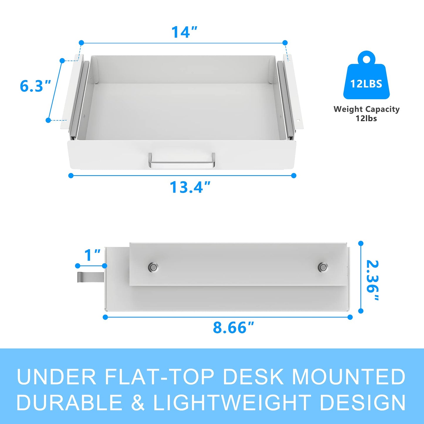 GOME Under Desk Pull-Out Drawer - Storage Organizer Office Mounted, Easy Slide-Out Pencil Drawer