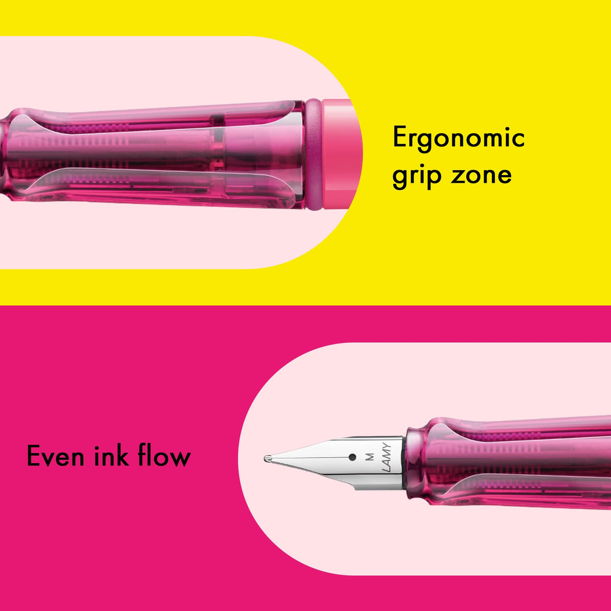 LAMY safari neonpink - Fountain Pen with ergonomic grip & polished steel nib in size EF - ideal for