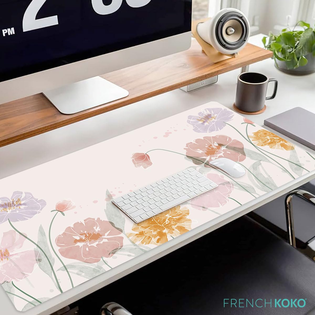 French KOKO Desk Mat, Large Desk Pad Large Mouse Pad Cute Big Desk Pad XXL Extended Gaming Mouse