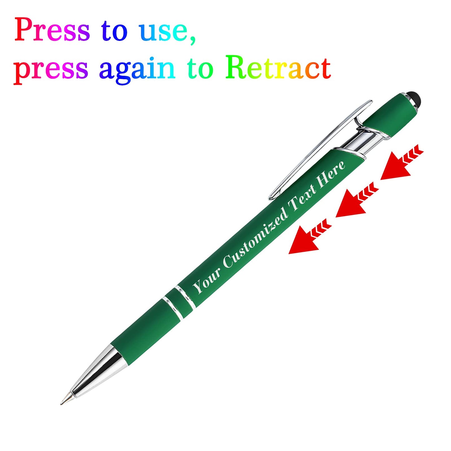 SeeWeLove Personalized Pens with Name Custom Pens with Stylus Tip 0.5 mm Soft Touch Ballpoint Pen