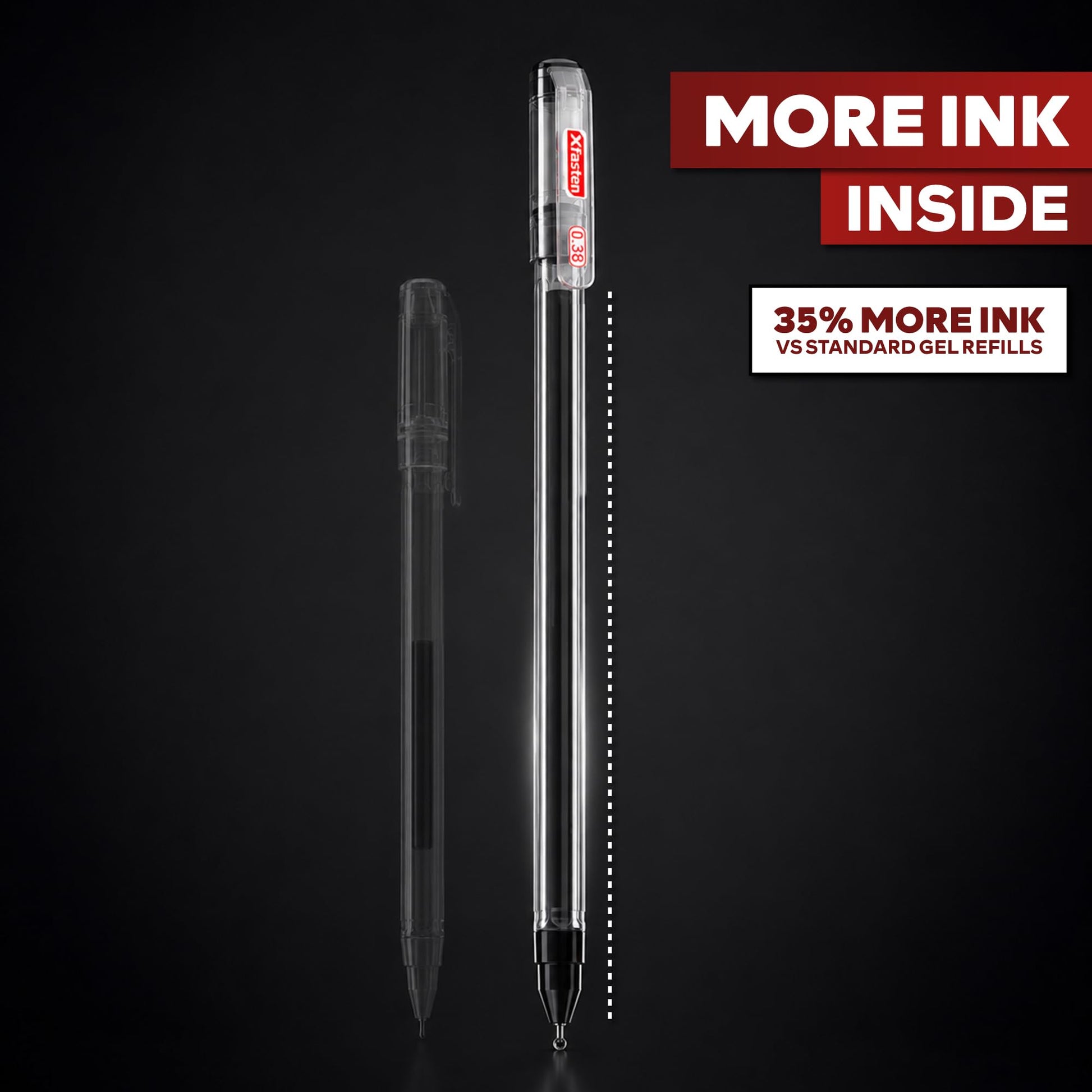 XFasten 0.38mm Gel Pens 72-Pack Japanese-Style Extra-Fine Black Gel Ink Ballpoint, Smooth Ink Flow