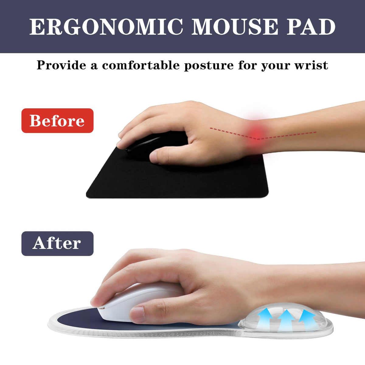 Mouse Pad with Wrist Rest,Ergonomic Mouse Pad with Comfortable Gel Wrist Rest Support and Non-Slip