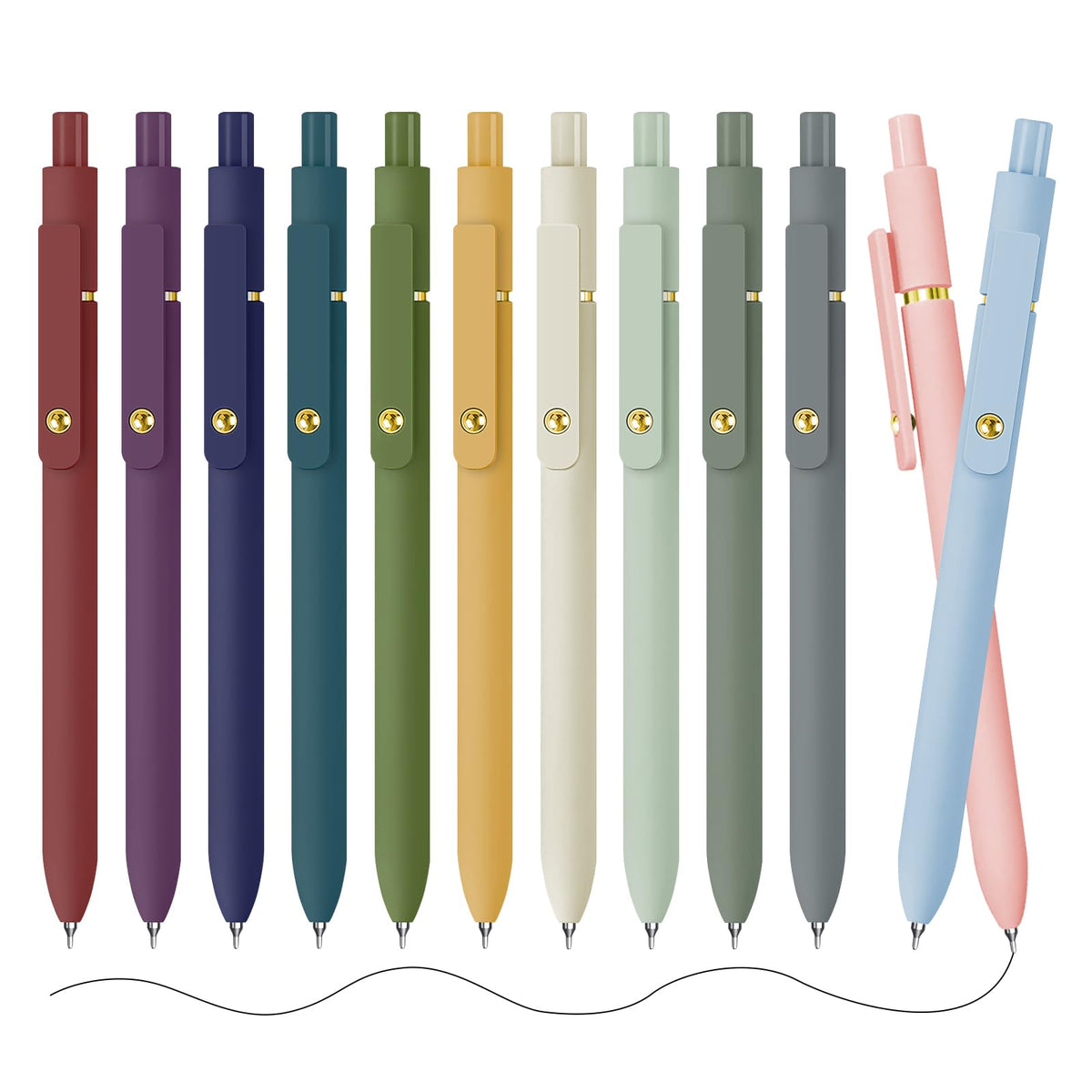 UIXJODO Gel Pens, 12 Pack Gold Retro and Gold Morandi 0.5mm Black Ink Pens Fine Point Smooth