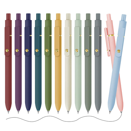 UIXJODO Gel Pens, 12 Pack Gold Retro and Gold Morandi 0.5mm Black Ink Pens Fine Point Smooth