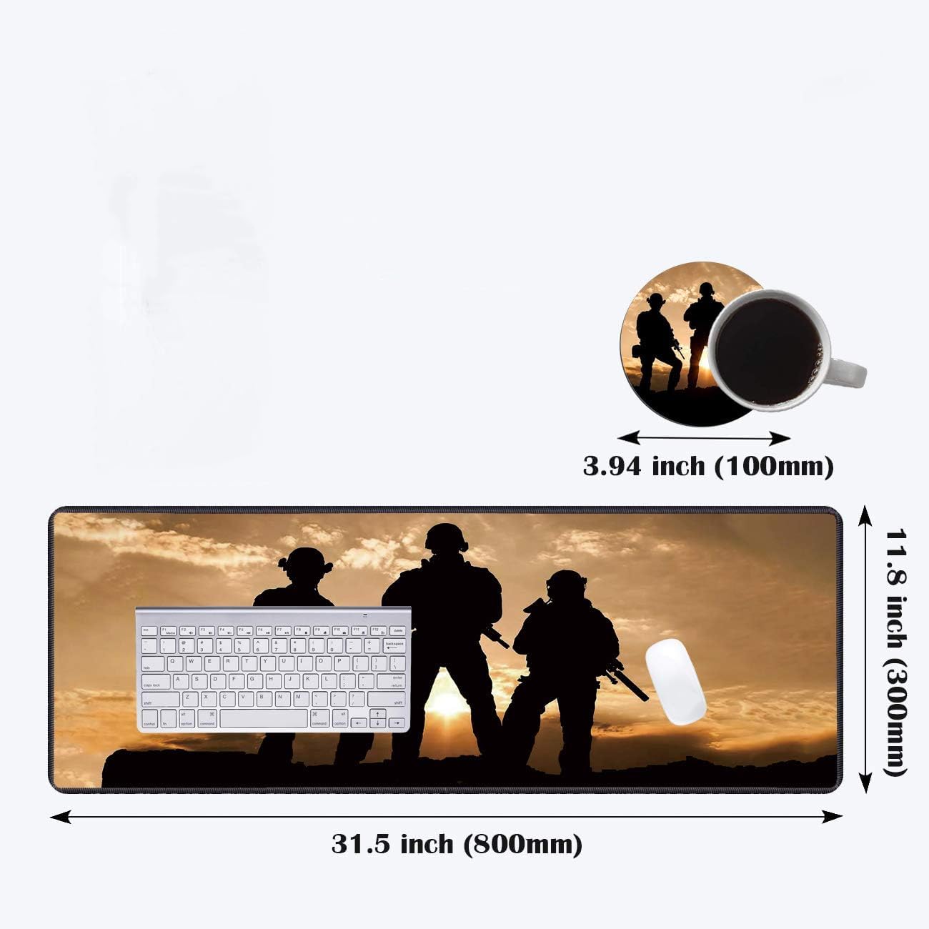 Desk Pad Mat Gaming Mouse Pads with Coasters Set, Stitched Edges Design Mouse Pad XXL Large Mouse