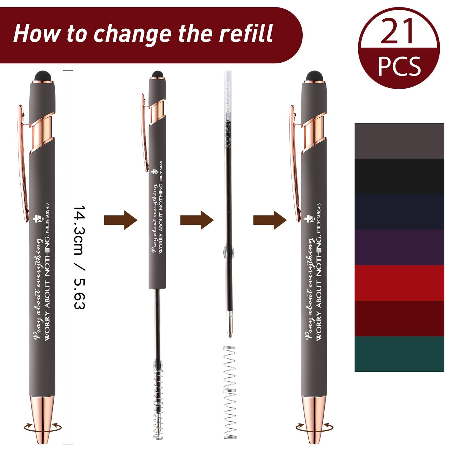 Fumete 21 Pcs Christian Pens with Stylus Tip Inspirational Gift Bulk