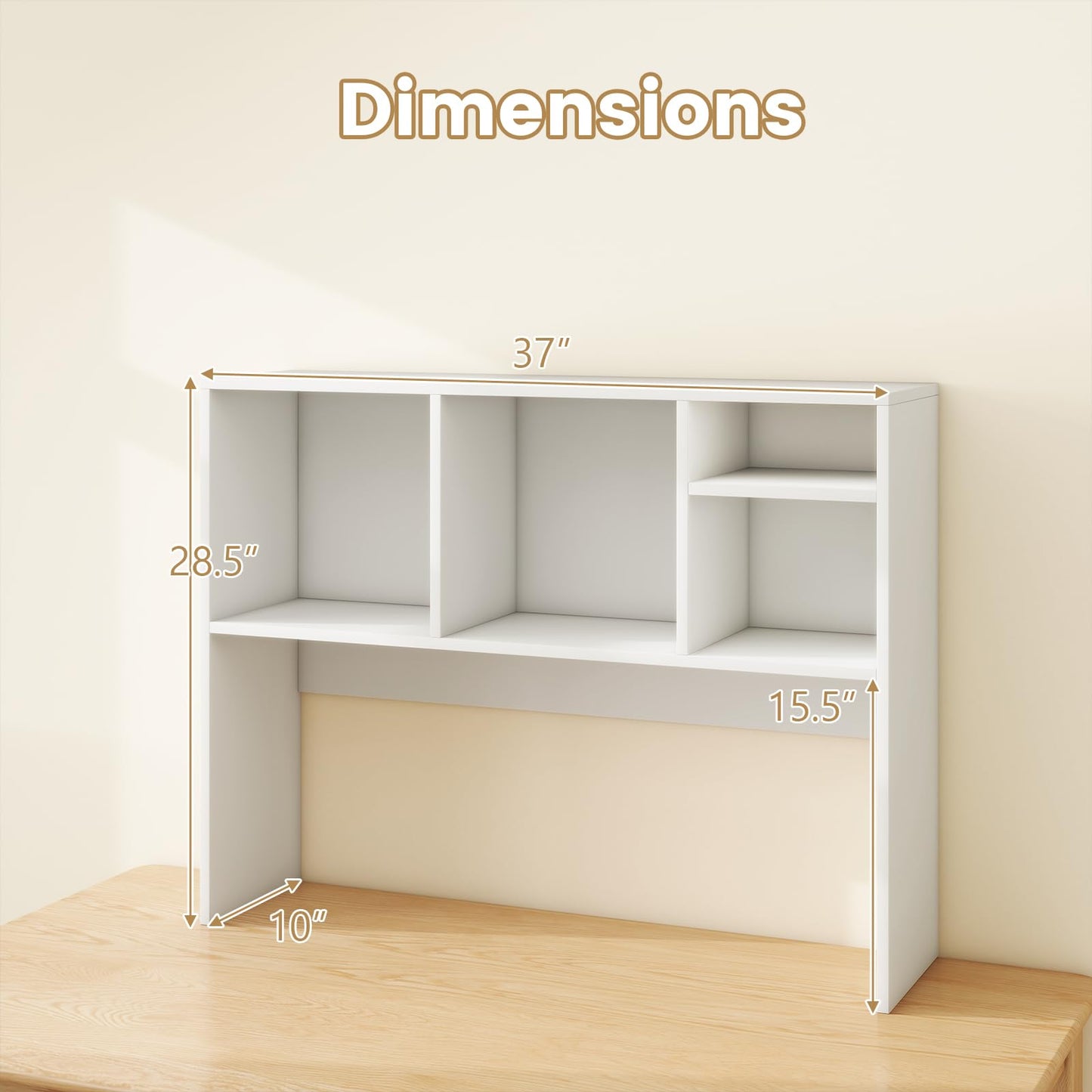 GIANTEX Desktop Bookshelf, Countertop Storage Hutch with 4 Shelves for Computer Desk, Dressing