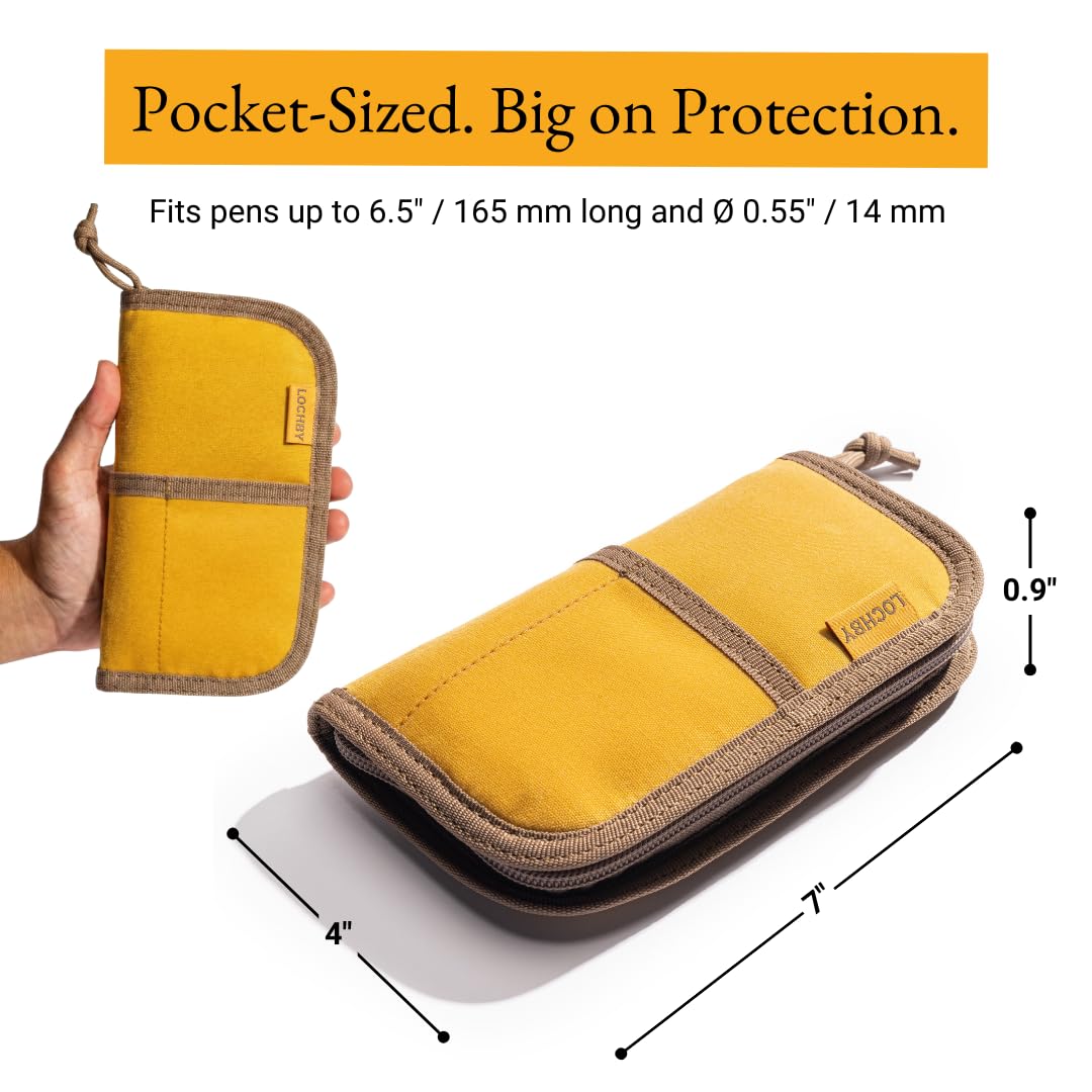 LOCHBY® Quattro | Slim & Elegant Pen Pouch | Durable Waxed Canvas Lightly Padded for Fountain Pen &