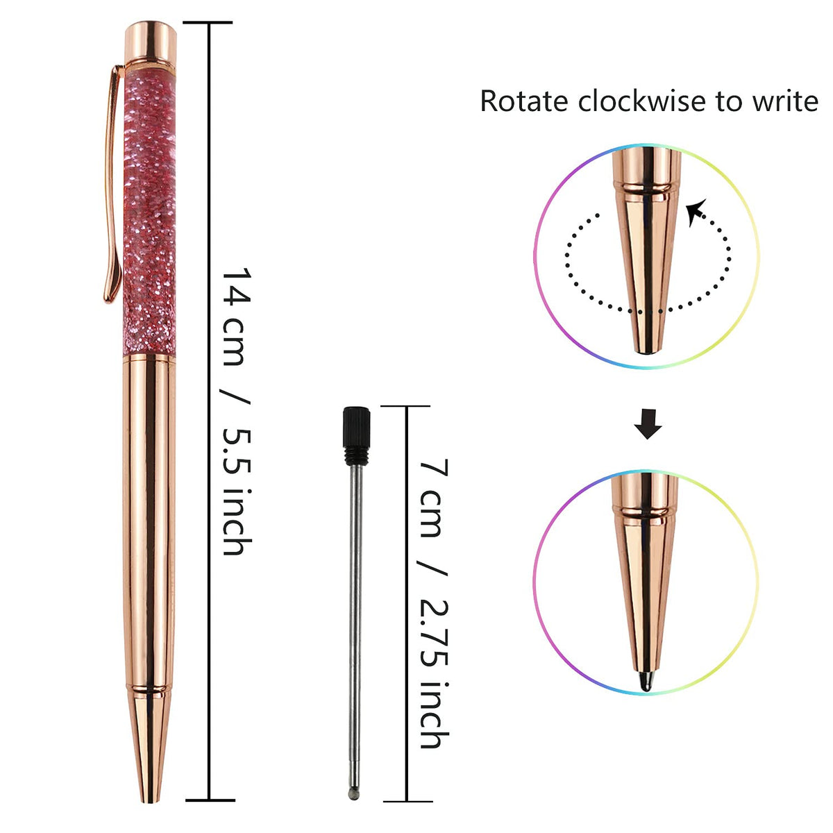 Oddmoal Fancy Metal Ballpoint Pens Floating Glitter Dynamic Liquid Sand Pen for Office Supplies