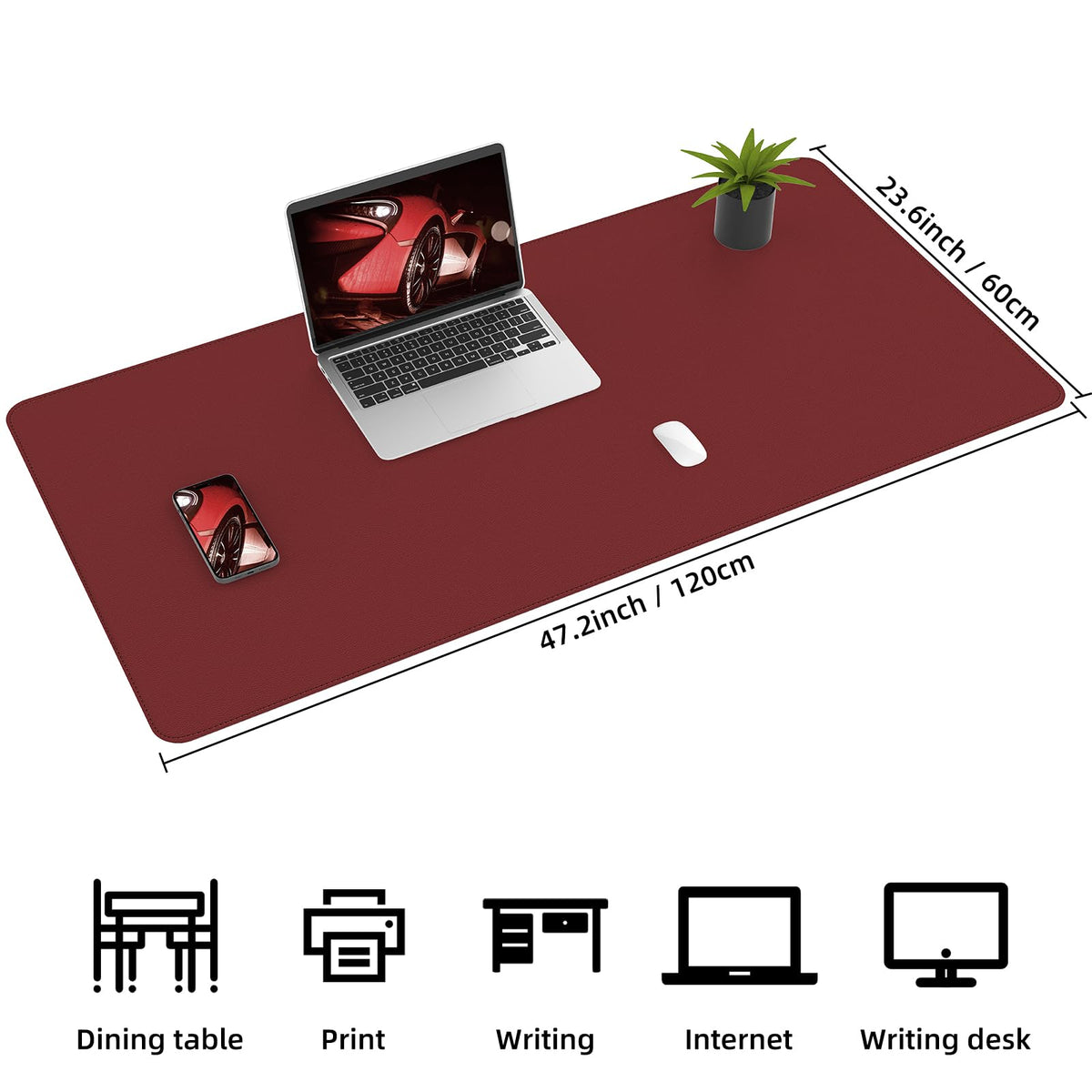 AFIING Cork Desk Mat 47" x 23.6", Dual-Sided Natural Cork & PU Leather Desk Pad, Non-Slip