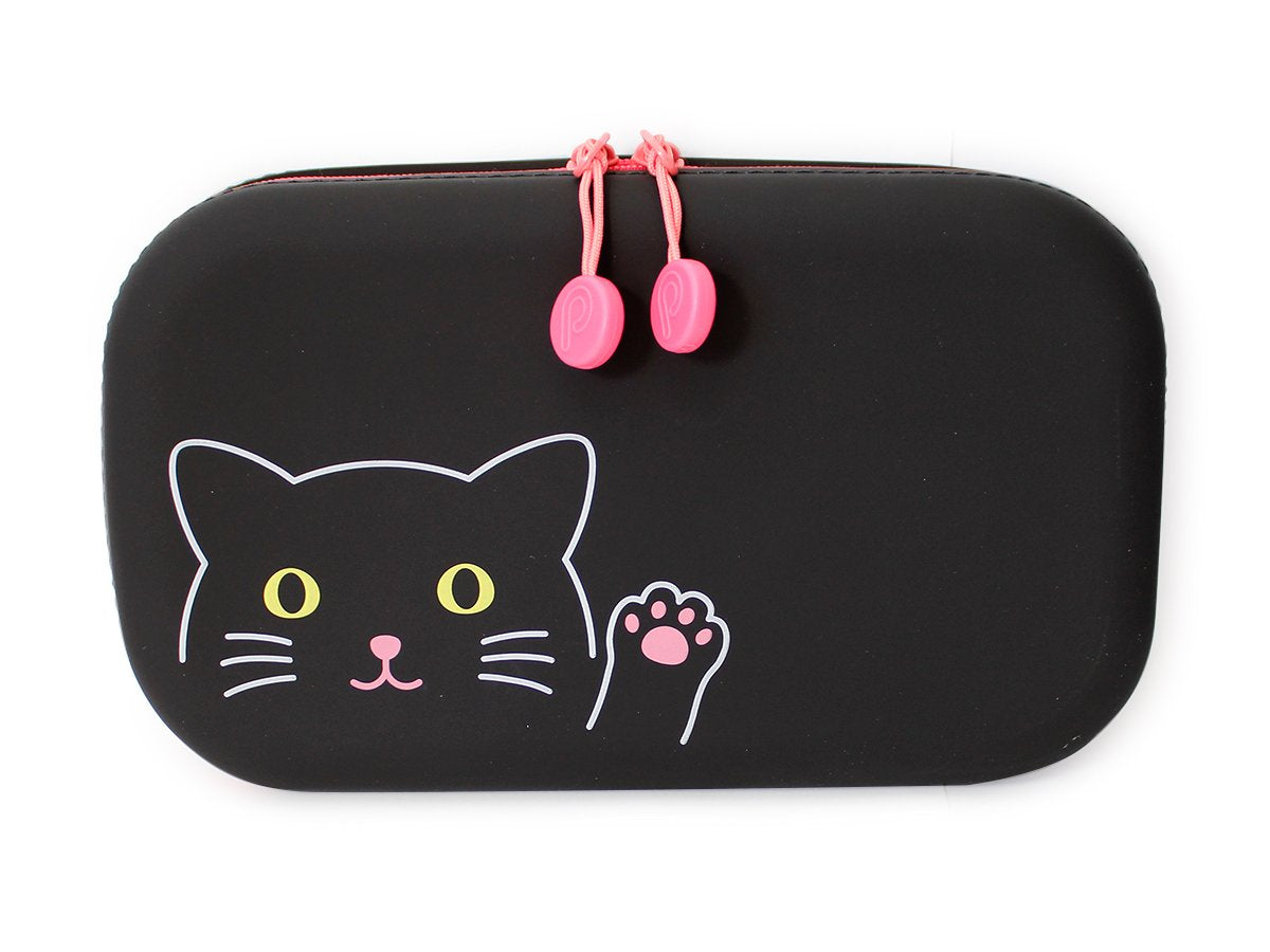 LIHIT LAB PuniLabo Zipper Pen Pouch, Black Cat, Large: 7.5" × 1.5 inches