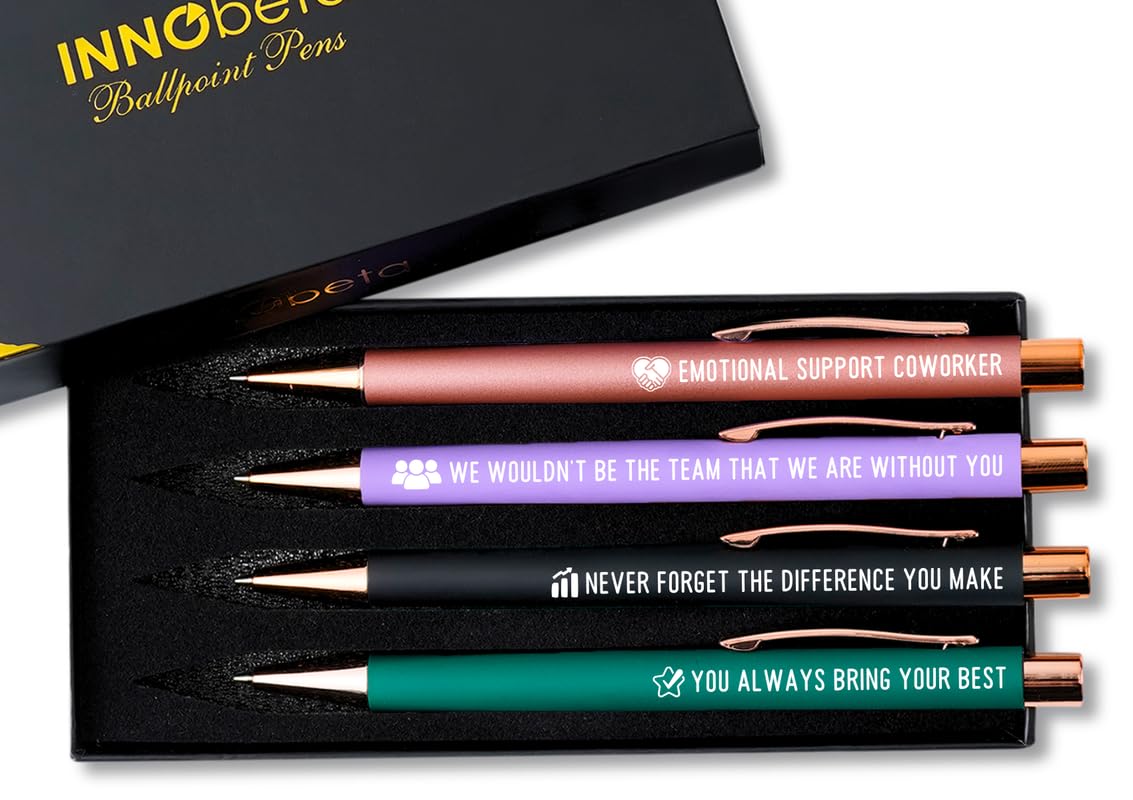 InnoBeta Farewell Gifts for Coworkers, Ballpoint Pen Set of 4, Coworker Leaving Goodbye gifts for