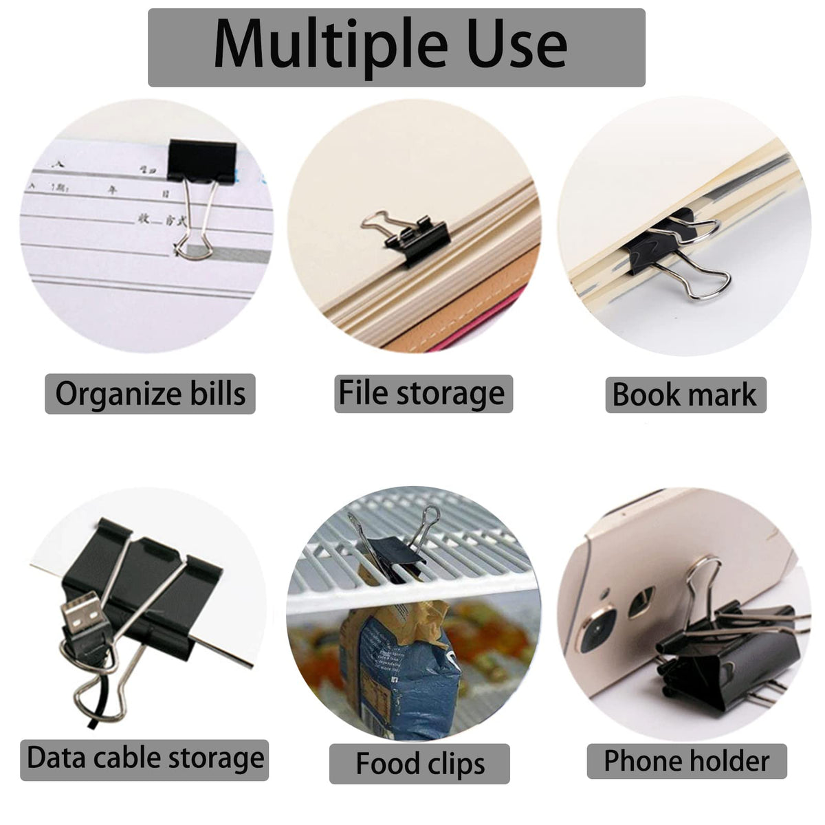 Large Binder Clips 2 Inch (60 Pack), Black