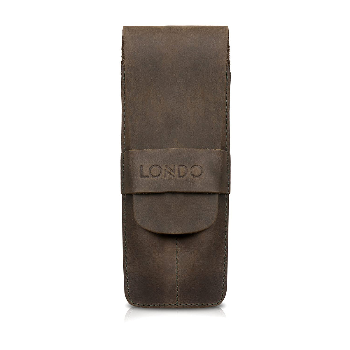Londo Genuine Leather Pen and Pencil Case with Tuck in Flap, Stationery Bag - Two compartment