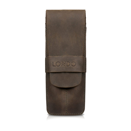 Londo Genuine Leather Pen and Pencil Case with Tuck in Flap, Stationery Bag - Two compartment