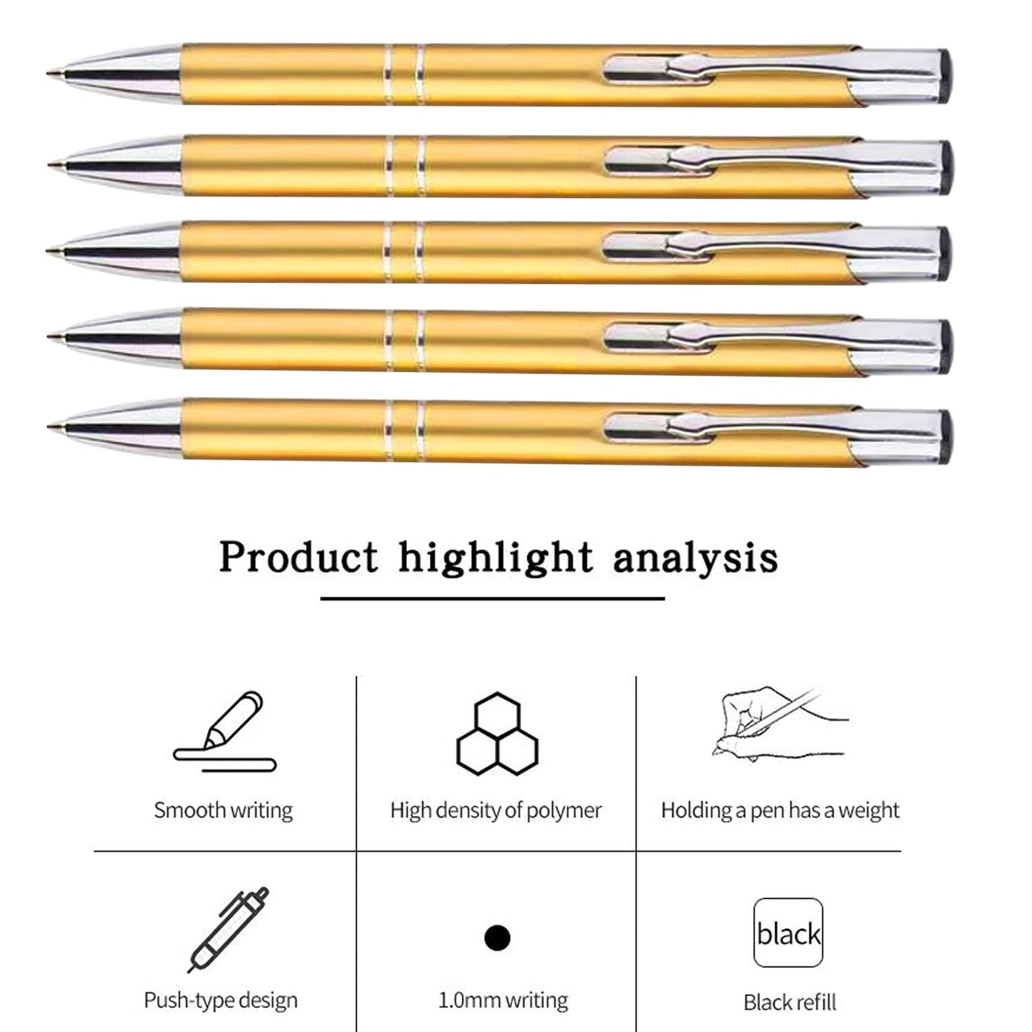 AOK 50PACK Personalized Pens Custom Black writing - Metal Name pens - Laser Engraved with Your Text