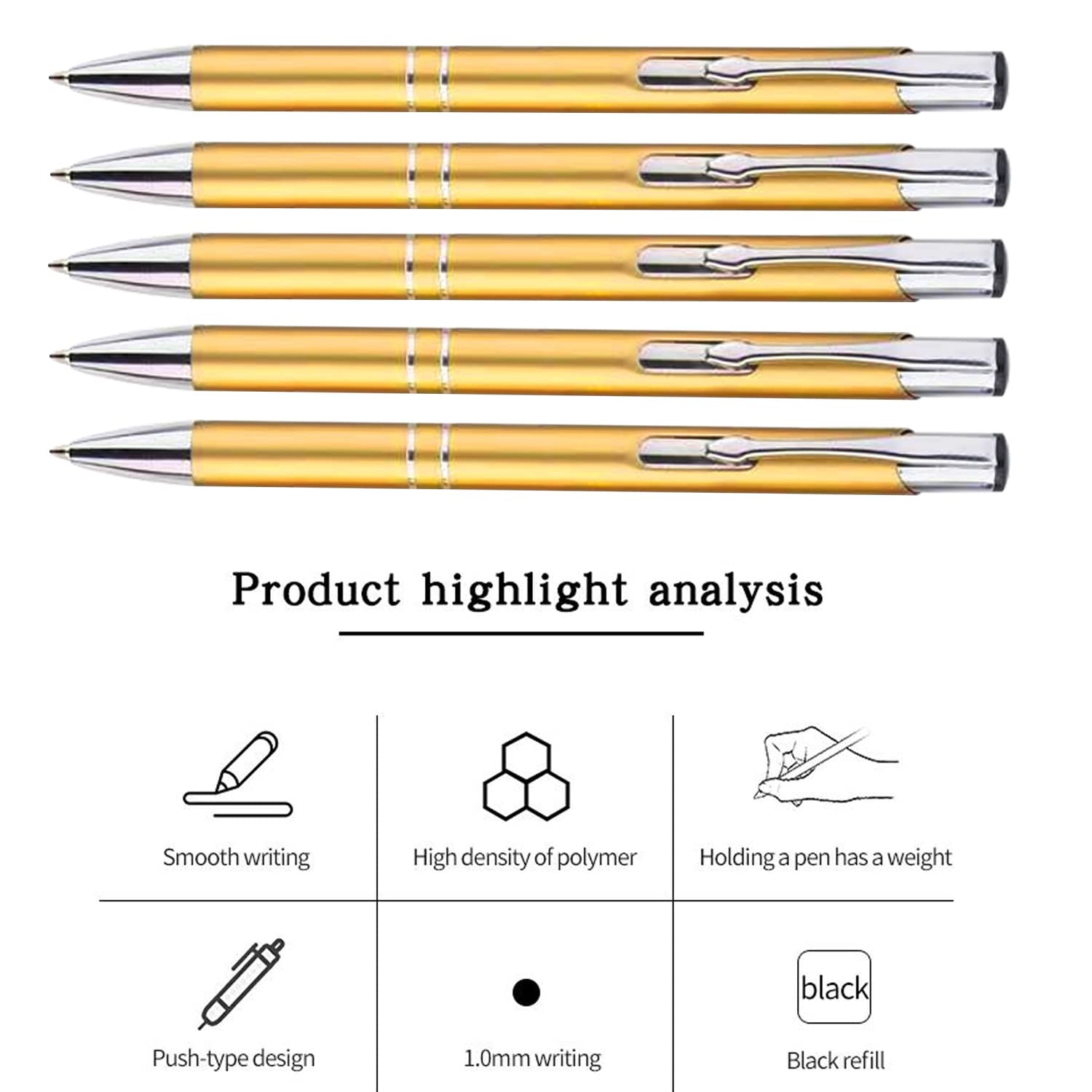 AOK 50PACK Personalized Pens Custom Black writing - Metal Name pens - Laser Engraved with Your Text