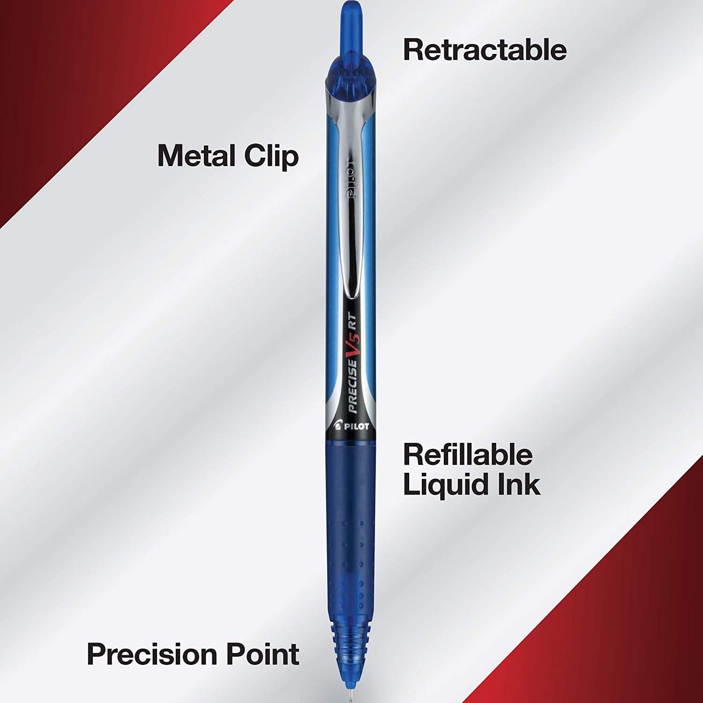 PILOT Precise V5 RT Rollerball Pens, Blue, Pack of 14