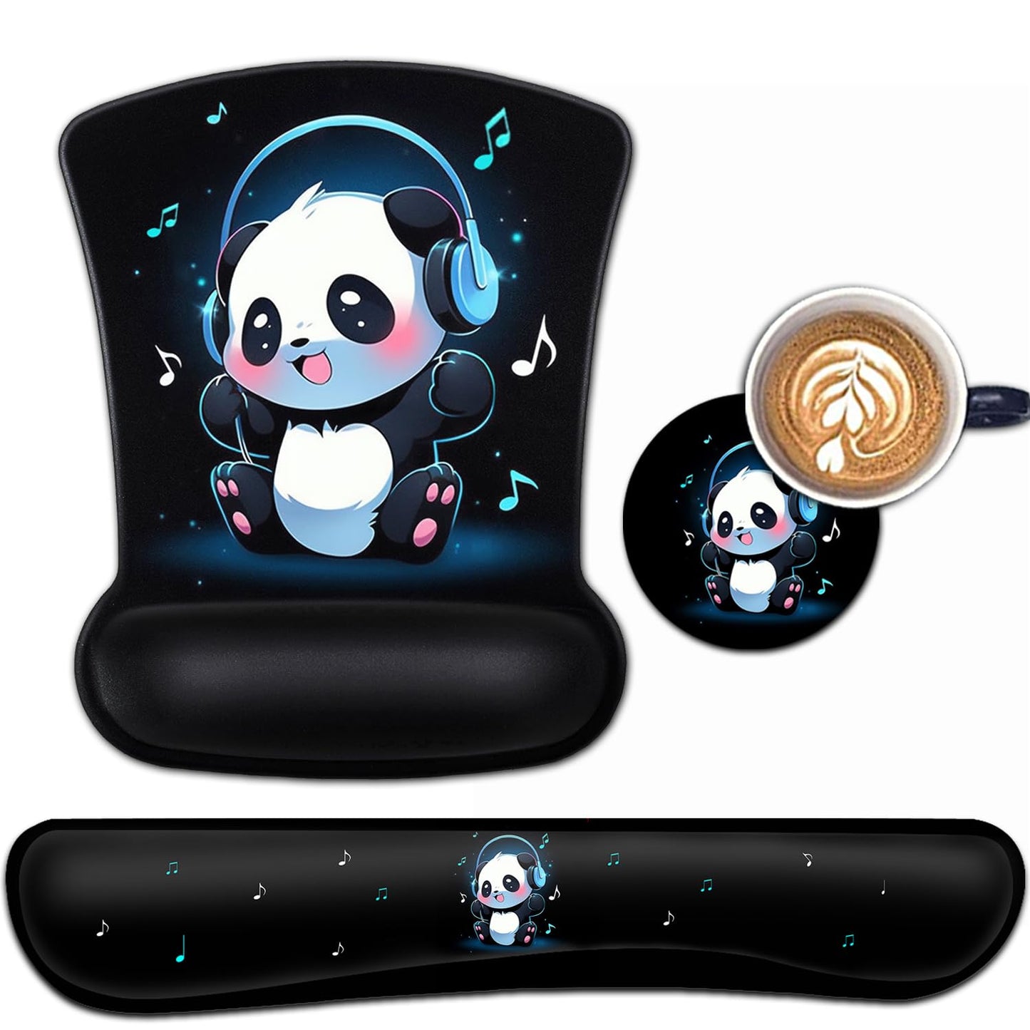 Keyboard Wrist Rest and Mouse Pad Wrist Support Set, Ergonomic Gel Mouse Pad Wrist Rest with