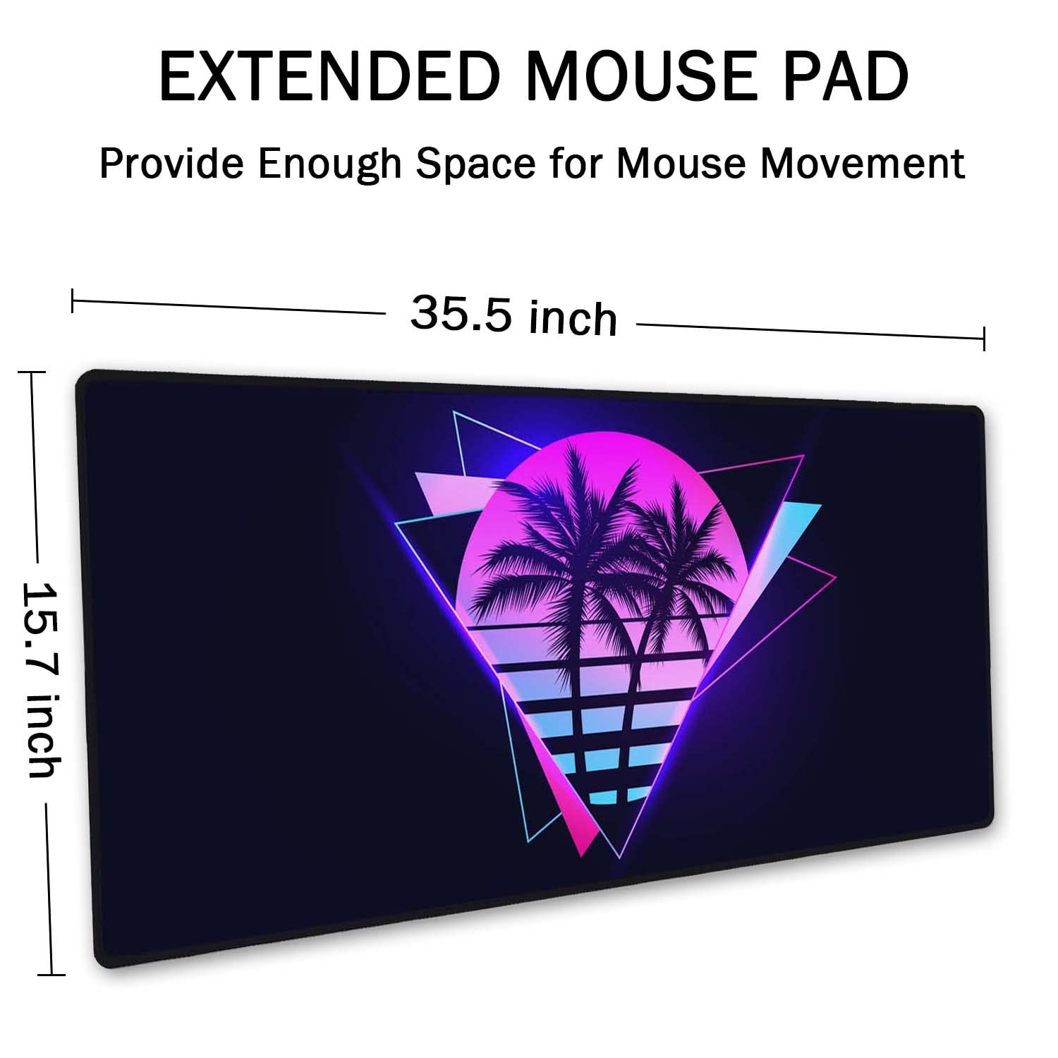 SSOIU Vaporwave Palm Large Gaming Desk Mat - Extra Large, Cute, Keyboard Mat - XXL Gaming Mouse