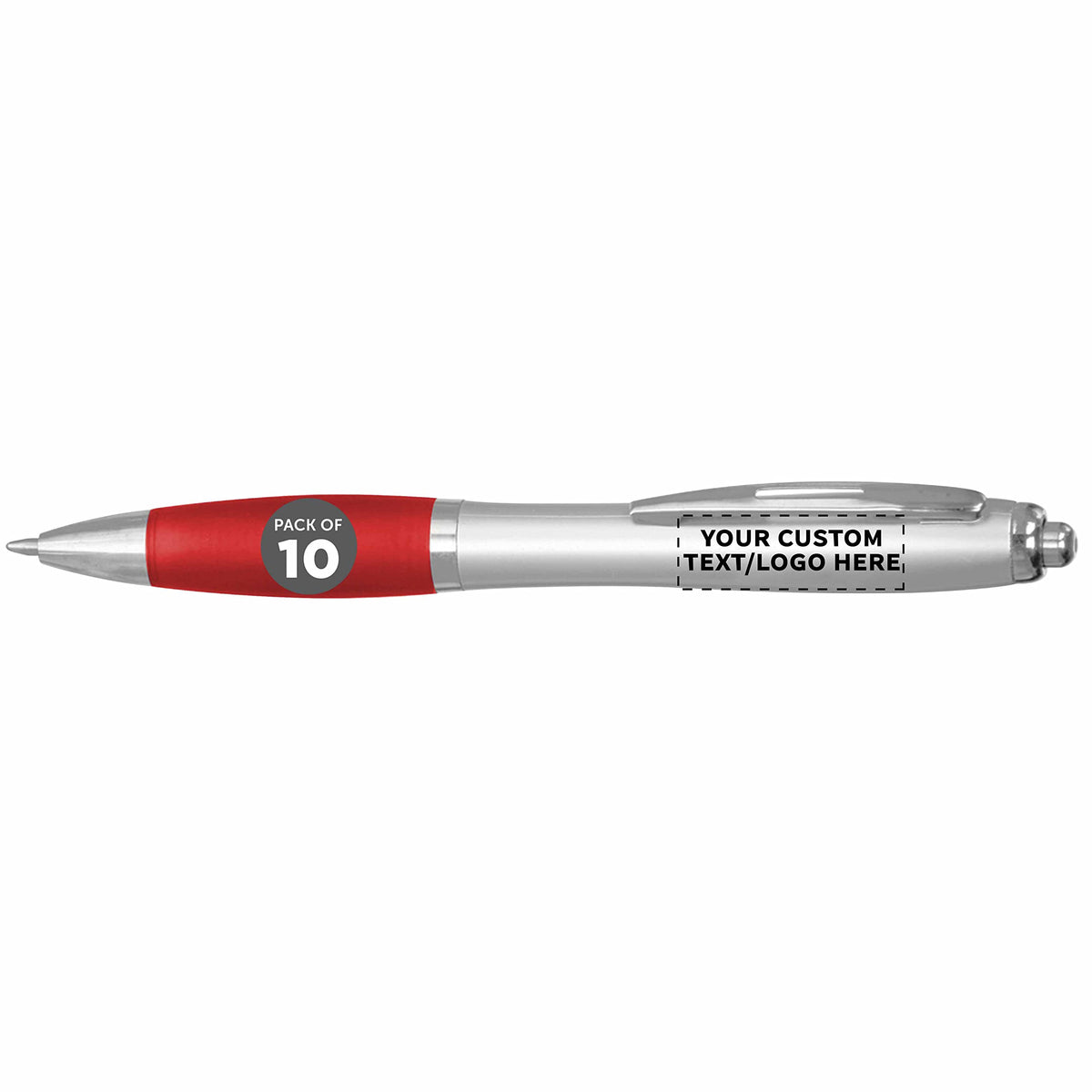 Personalized Ballpoint Pens with Rubber Grip and Click Button, Pack of 10 by DISCOUNT PROMOS