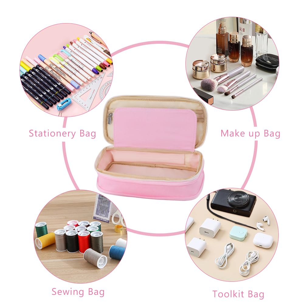 iSuperb Foldable Pencil Case Zipper Big Capacity Aesthetic Canvas Pencil Pouch Compartments