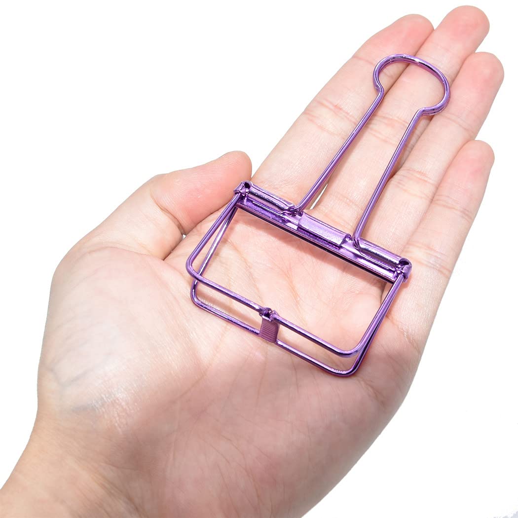 Extra Large Binder Clips 2 Inch, Big Paper Clamps Purple for Office School Supplies (15Pcs)